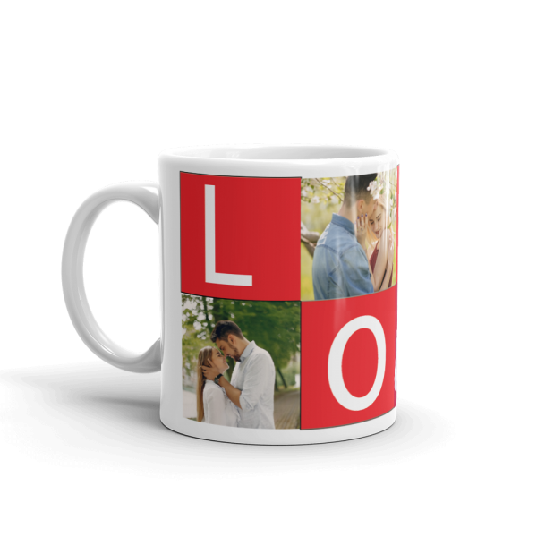 Cana personalizata LOVE cu patru poze