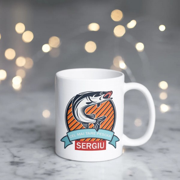 Cana Nascut sa pescuiesc personalizata cu nume