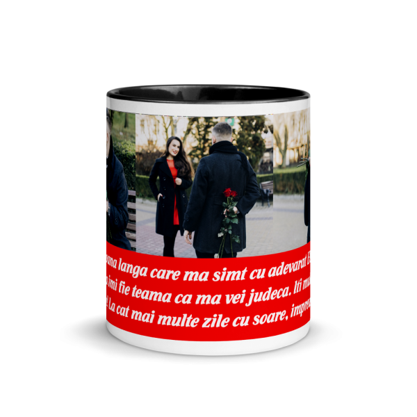 Cana pentru iubit personalizata cu trei poze si mesaj