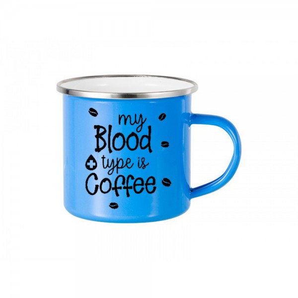 Cana metalica personalizata My blood type is coffee si nume - roșie