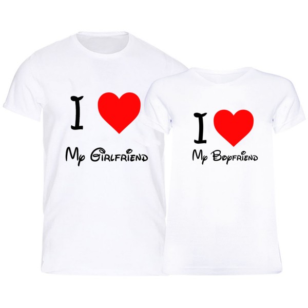 Tricouri cuplu I Love my boyfriend and girlfriend