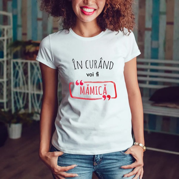 Tricou personalizat în curând voi fi mamică