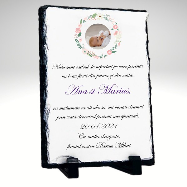 Placa ardezie pentru nașii de botez